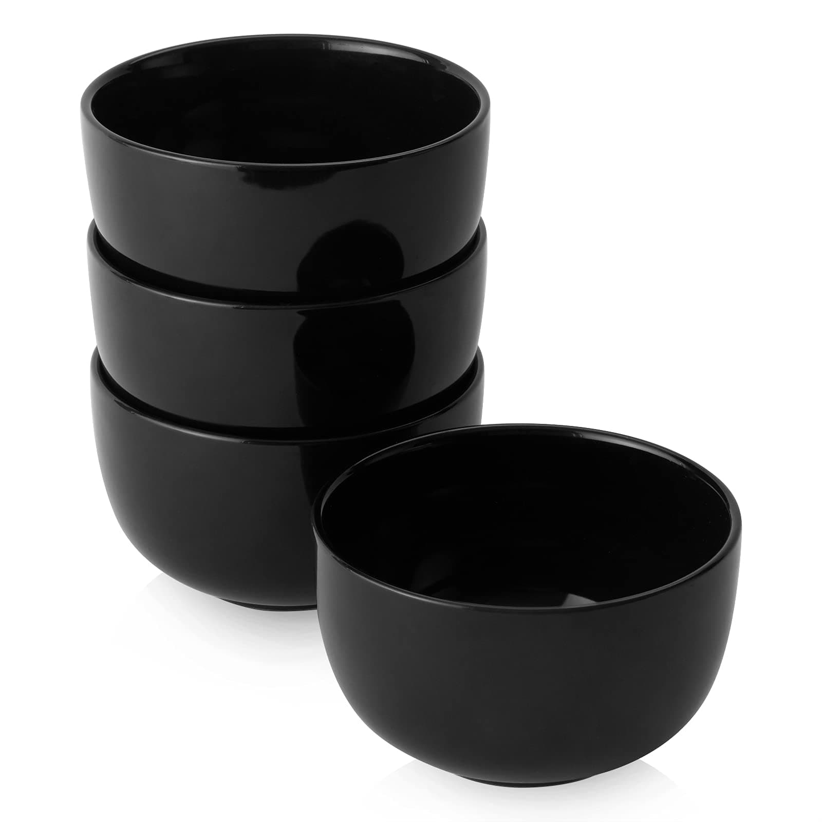 DOWAN 5.8" Deep Soup Bowls & Cereal Bowls - 30 Ounces Large Bowls Set of 4 for Kitchen - Ceramic Bowls for Cereal, Soup, Oatmeal, Salad, Ramen, Noodle, Rice - Dishwasher & Oven Safe (Black)