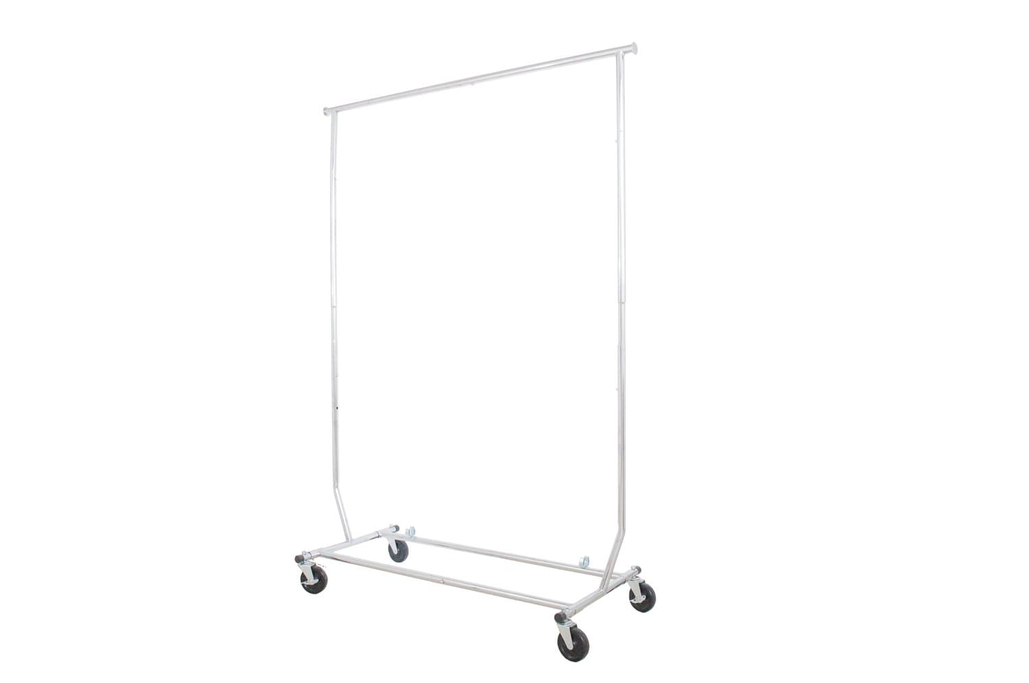 ForHauz Commercial Clothes Garment Rack Single or Double Rail, Expendable Adjustable Telescopic Rolling, Chrome Finish