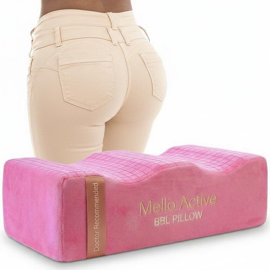 Mello Active BBL Pillow After Surgery (Pink) — Heal Faster & Protect Your Shape | Doctor-Approved Recovery Cushion, Firm Memory Foam Support to Keep Your Curves & Confidence