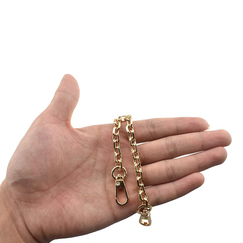 HAHIYO Mini Pochette Purse Chain Strap Thin Wide 6mm for LV Length 7.9 Inches Thick 2mm Shiny Gold for Handbag Wallet Clutch Comfortable Flat Metal Strap 1 Pack