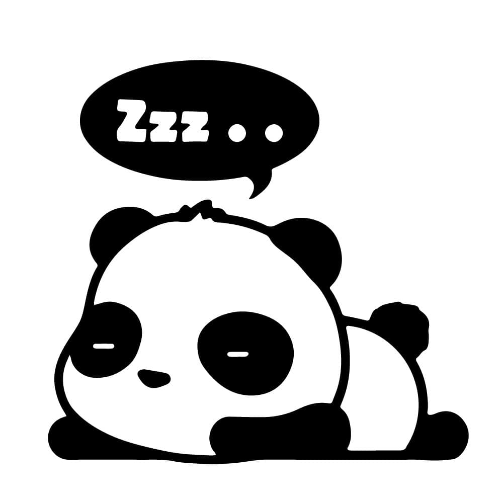 [ST67] 1 Piece BLACK Cute Panda Zzz Sleeping Bubble Cartoon Vinyl Sticker 5" x 4.8"