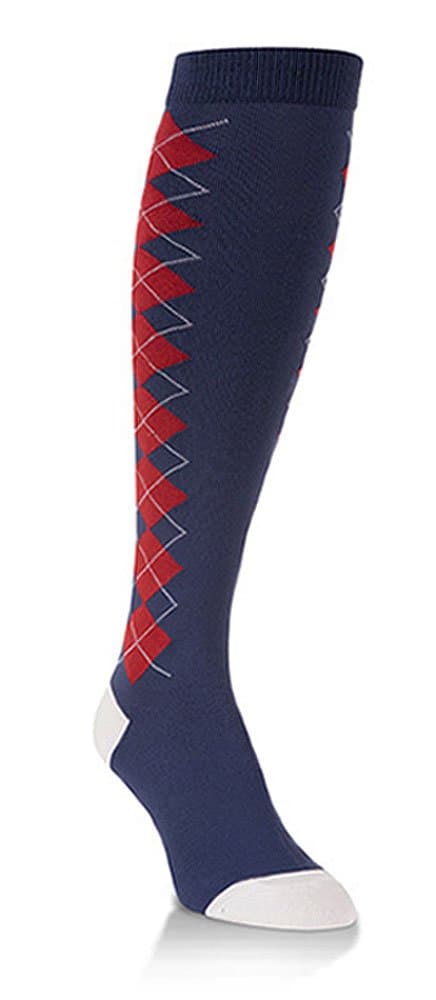 Unisex Patriot Navy and Red Argyle Over the Calf Knee High Socks