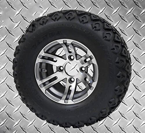 GOLF CART 10"X 7" GUNMETAL BULLDOG WHEELS & 20" ALL TERRAIN TIRES- SET OF 4
