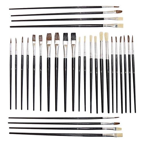 JAK Industrial Set of 30 Art Paint Brushes - Great for Crafts, Watercolor, Acrylic, Face Painting, Kids, and Touch Ups