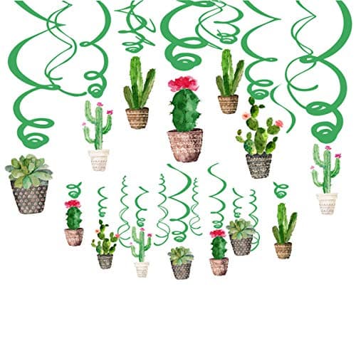 Cactus Hanging Ceiling Swirl Decoration(30Pcs Fully-Assembled),Fiesta Party Supplies Cactus Swirls Birthday Party Decorations,Mexican Fiesta Ceiling Decor,Birthday Baby Shower Favor Supplies Decor