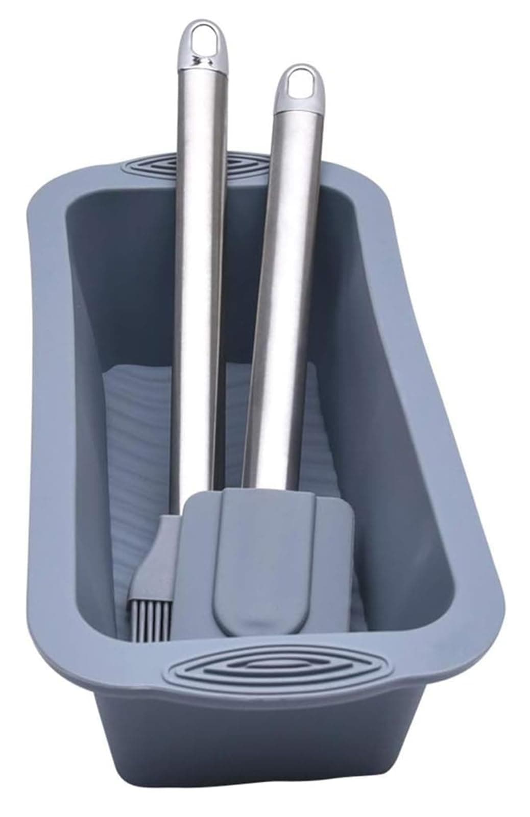 YOUBAMI Bread Loaf Pan, Silicone Bread and Loaf Pans for Baking Bread With Spatula & Pastry Brush, Nonstick Cake Baking Mold For Homemade Cakes, Meatloaf, Quiche And Pound Cake, Grey