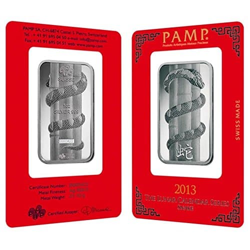 1 oz PAMP Suisse Year of the Snake Silver Bar (In Assay)