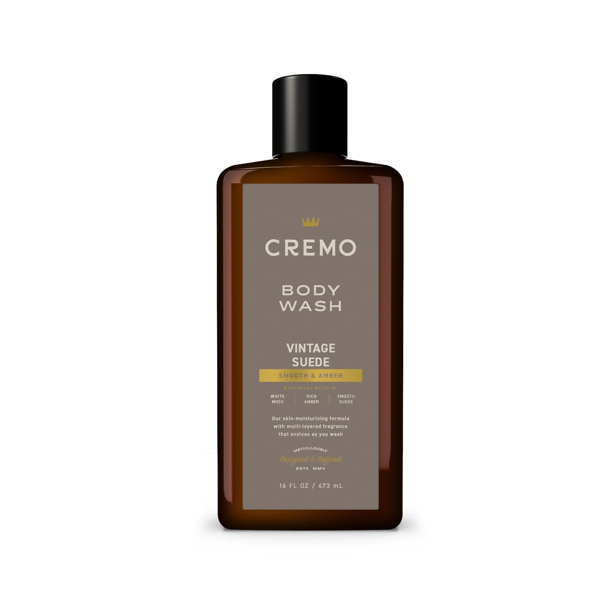 Cremo Body Wash for Men, Rich-Lathering Vintage Suede, 16 Fl Oz