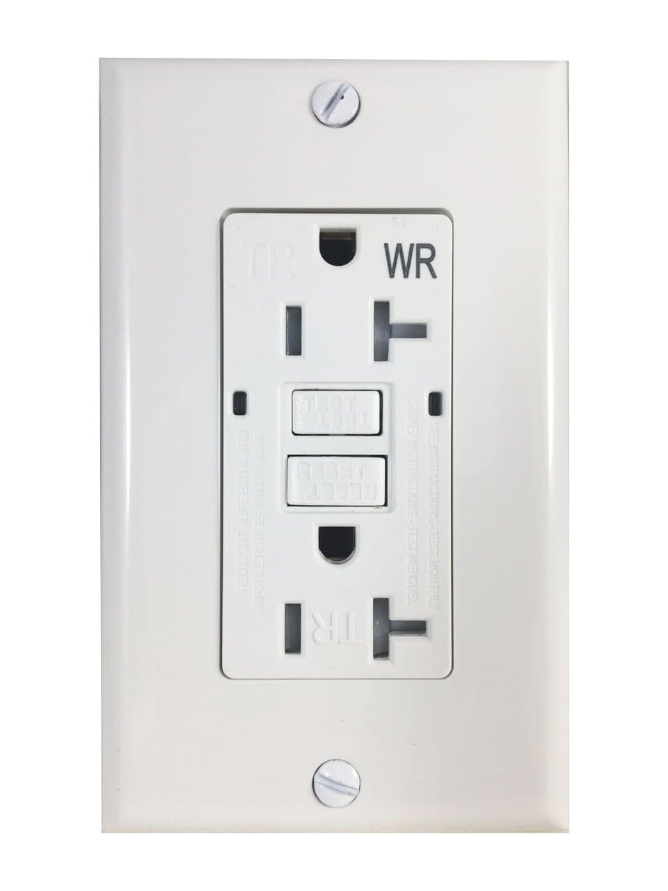 BYBON 20AMP Duplex Self-Test Tamper Resistant & Weather Resistant (TR/WR) GFCI Receptacle Outlet,Two LED Light Indicator,Wallplate and screws included,White,UL 2015 (1 PACK)