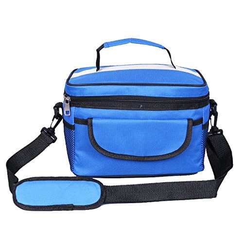 HMQINYI Reusable Lunch Bag,Insulated Thermal Lunch Box for Men Women Boys,Picnic Cooler Bag with Shoulder Strap 8L,8 cans(Blue)