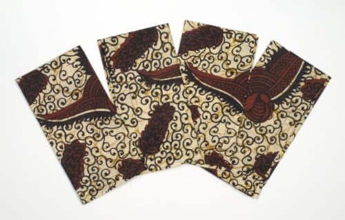 African Print Cotton Napkins Set/4 19 x 17 Inches Fair Trade Red Wing
