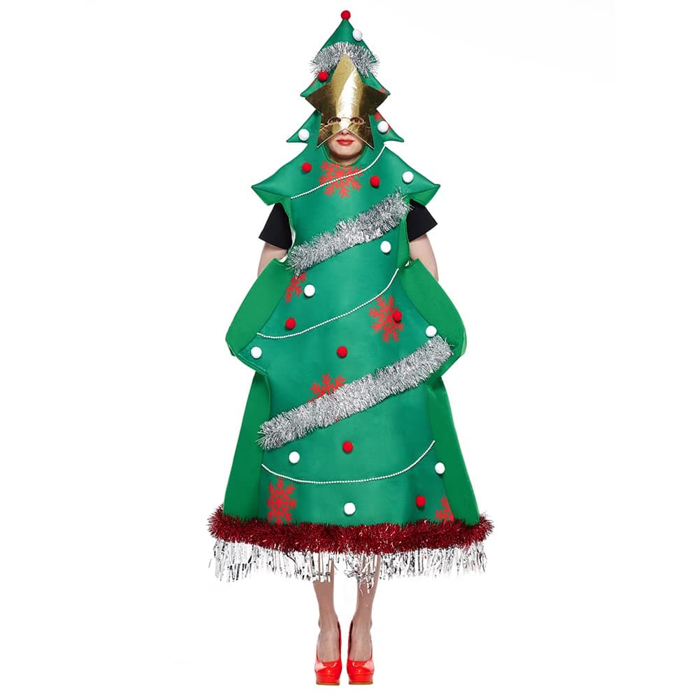 Adult Christmas Tree Costume Funny Xmas Party Women Dress