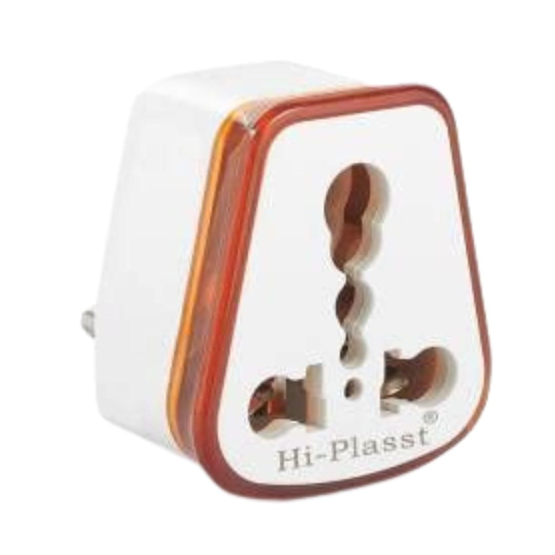 HI PLASST PINS N PLUGS HI-PLASST Hard PVC 5 to 15 Ampere Converter Socket for Big Size 16 Ampere Top with Universal Sockets for International (Orange, 3)