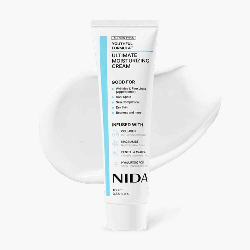 NIDA Youthful Formula™ Ultimate Moisturizing Cream | Centella Asiatica, Niacinamide, Hyaluronic Acid, Collagen | Wrinkles, Fine Lines, Dark Spots, Dry Skin, Redness | 3.38 fl. oz., 100ml (Old Formula)