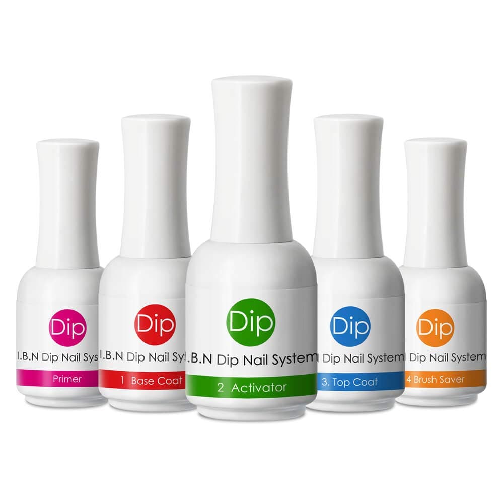 Dipping Powder Liquid Kit 15ml High Shine and Long Lasting, Includes Primer, Dip Base Top Coat, Dip Activator, Brush Saver, 15ml each (Dip Liquid Kit)
