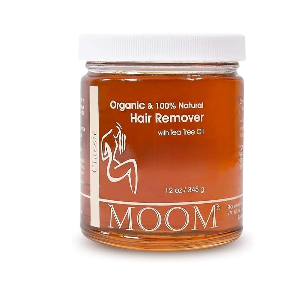 MOOM Organic Sugar Wax with Tea Tree Oil, 12 oz Jar, Hair Removal for Bikini, Brazilian, Face & Legs - Soft Wax for Sensitive Skin, Wax Beads Alternative For Women & Men (Strips & Sticks NOT Included)