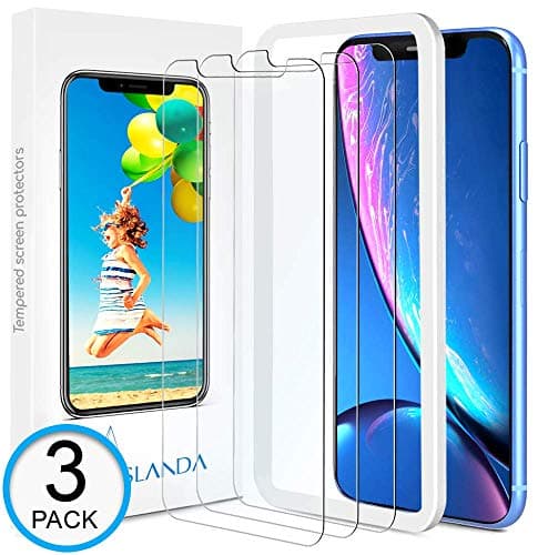 iPhone XR Screen Protector [3-Pack] ASLANDA iPhone XR Tempered Glass Screen Protector with Easy Installation Tray [Crystal Clear] Apple iPhone XR Glass Screen Protector 2018