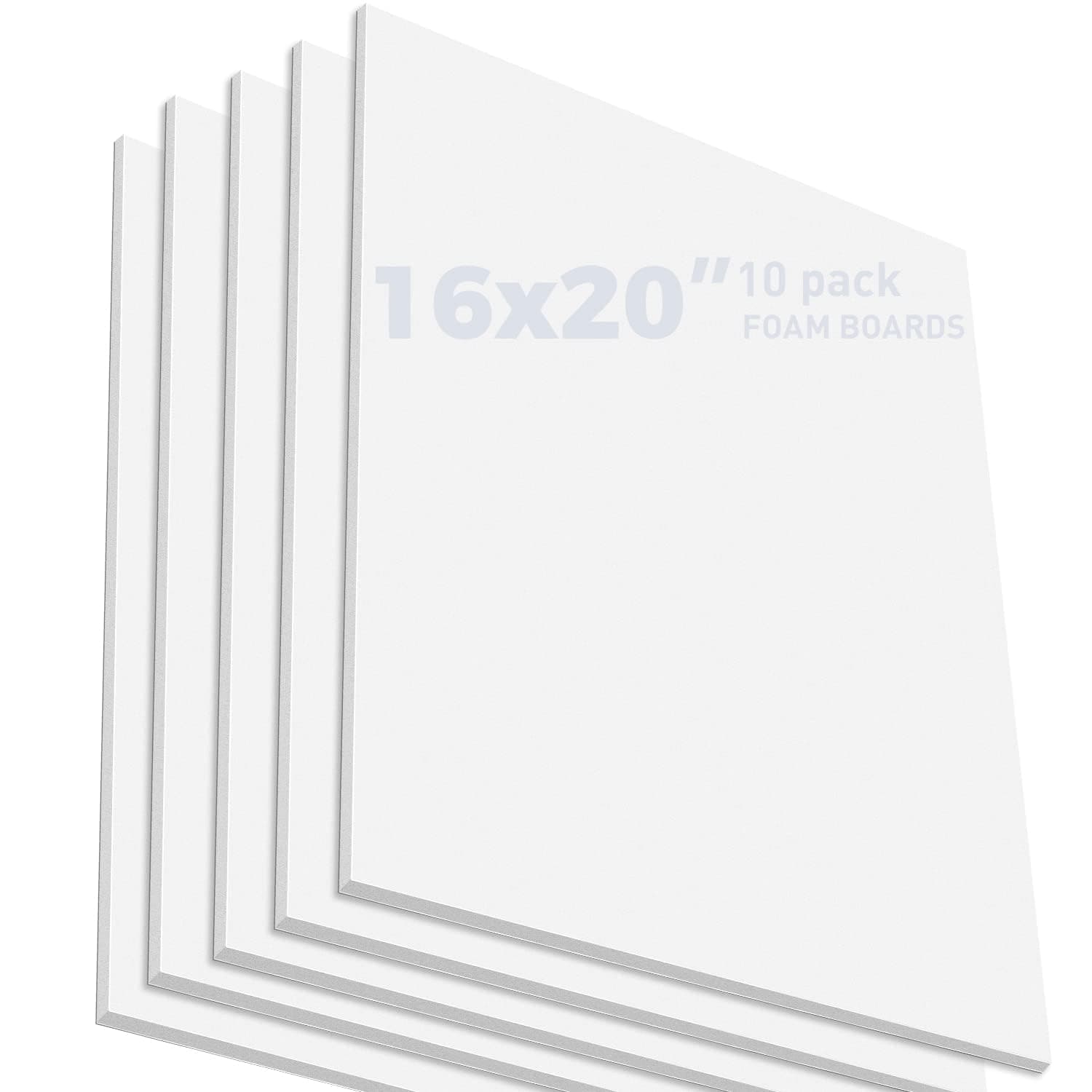 Pack of 10, 1/8" Thick, 16x20 White Foam Boards(16x20, White)