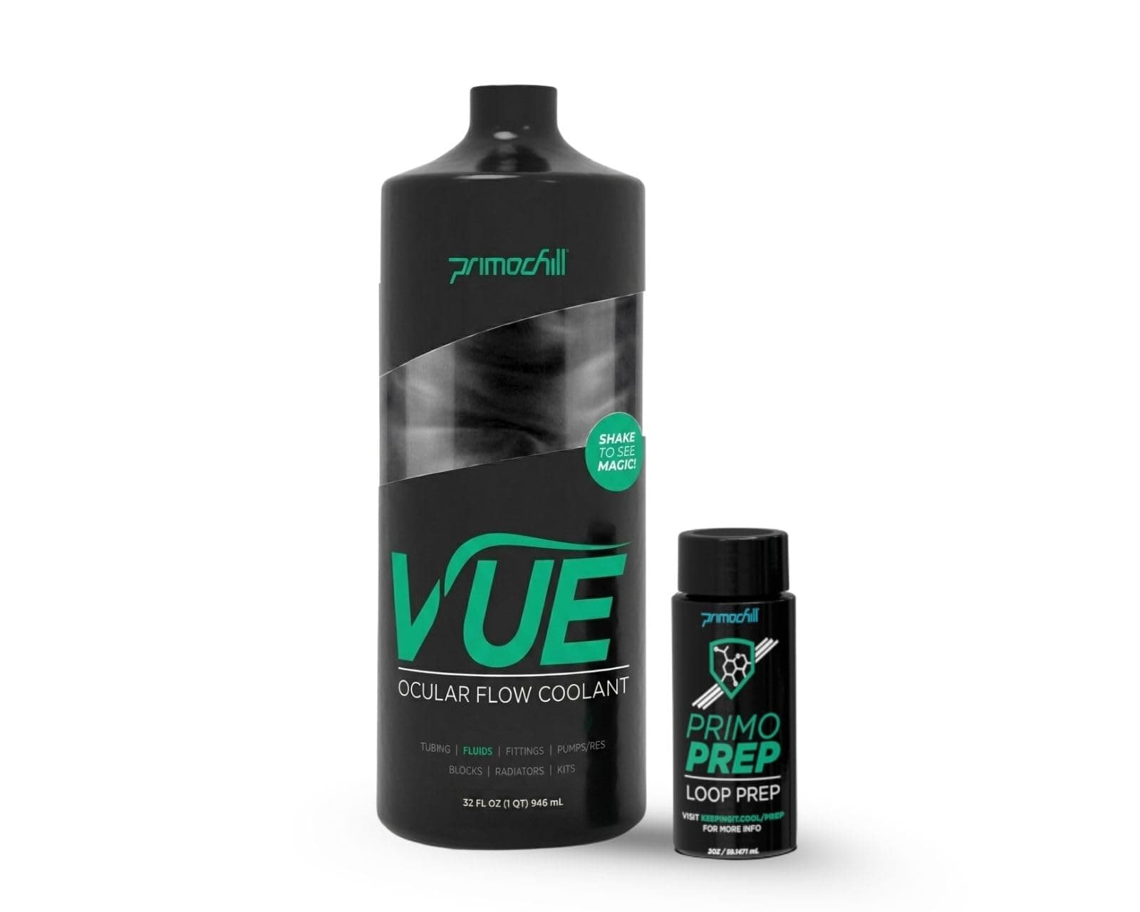 Vue - Computer WaterCooling Coolant, Visual Flow, Solid/Non-Transparent, Full Protection, PrimoPrep Included, Proudly Made in The USA (32oz/.9L) - Gray