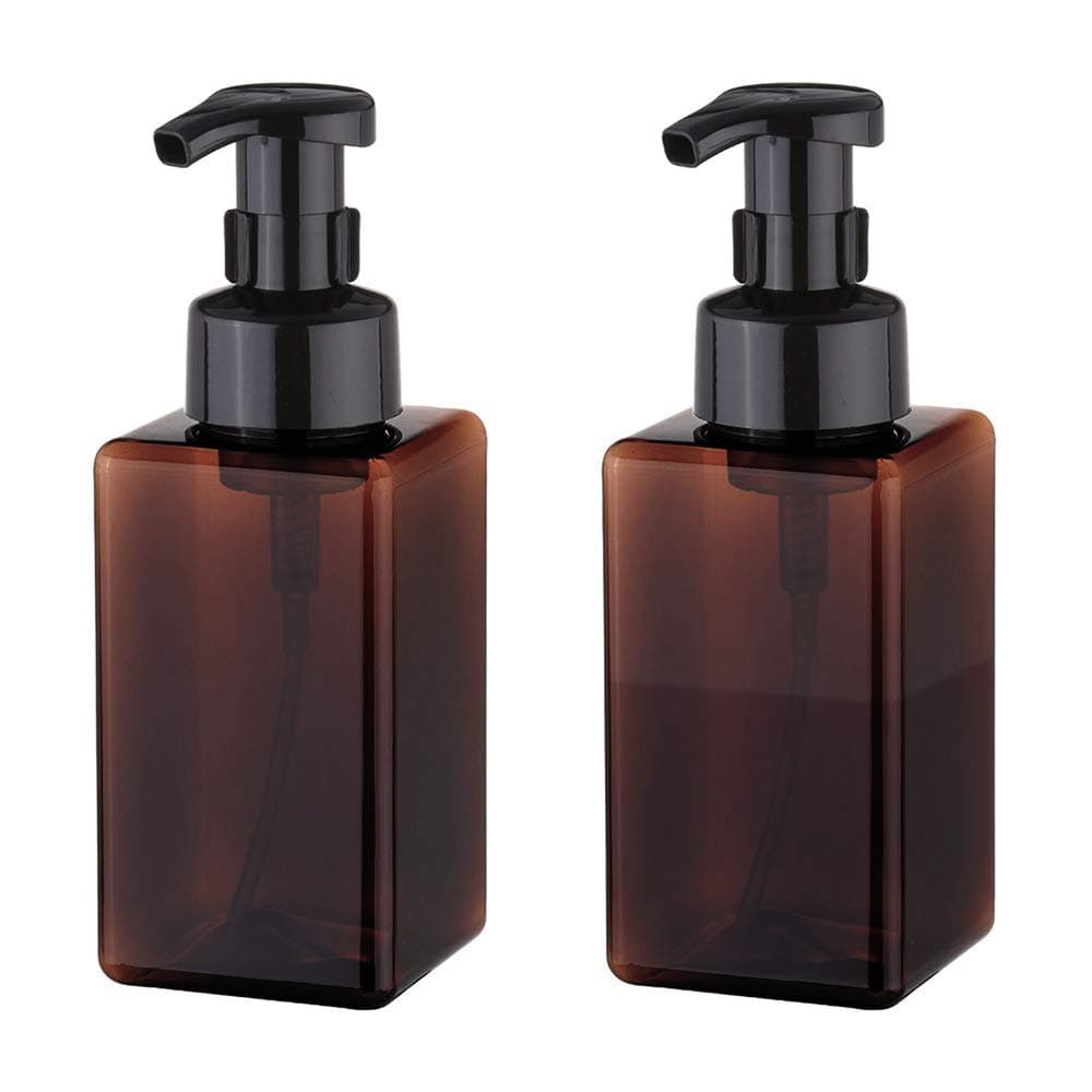 (Brown) - Foaming Soap Dispenser, 450ml (15oz) Refillable Pump Bottle for Liquid Soap, Shampoo, Body Wash (2 Pcs) (Brown)