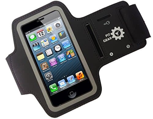iPhone 5 Armband - Soft Sweatproof Neoprene Anti-slip Screen Protector Case from Fit Gear for your Apple Phone/iPod 5 - Adjustable for Guys & Girls - Protect your investment while running & exercising