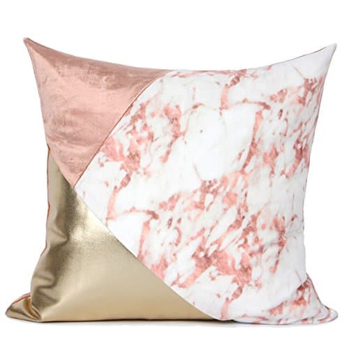 Miss Lapin Pink Gold and Pink Marbel Three Color Pillow Cover 18"X18"