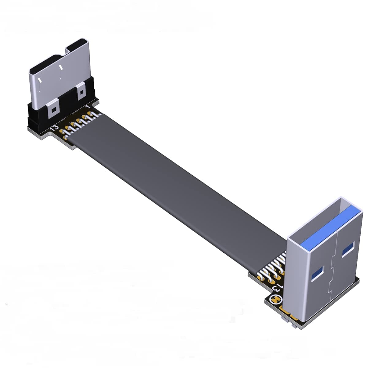 QJJ USB 3.0 Type-A Male to Micro-B Male Flat Cable (15cm, S1B-W8A)