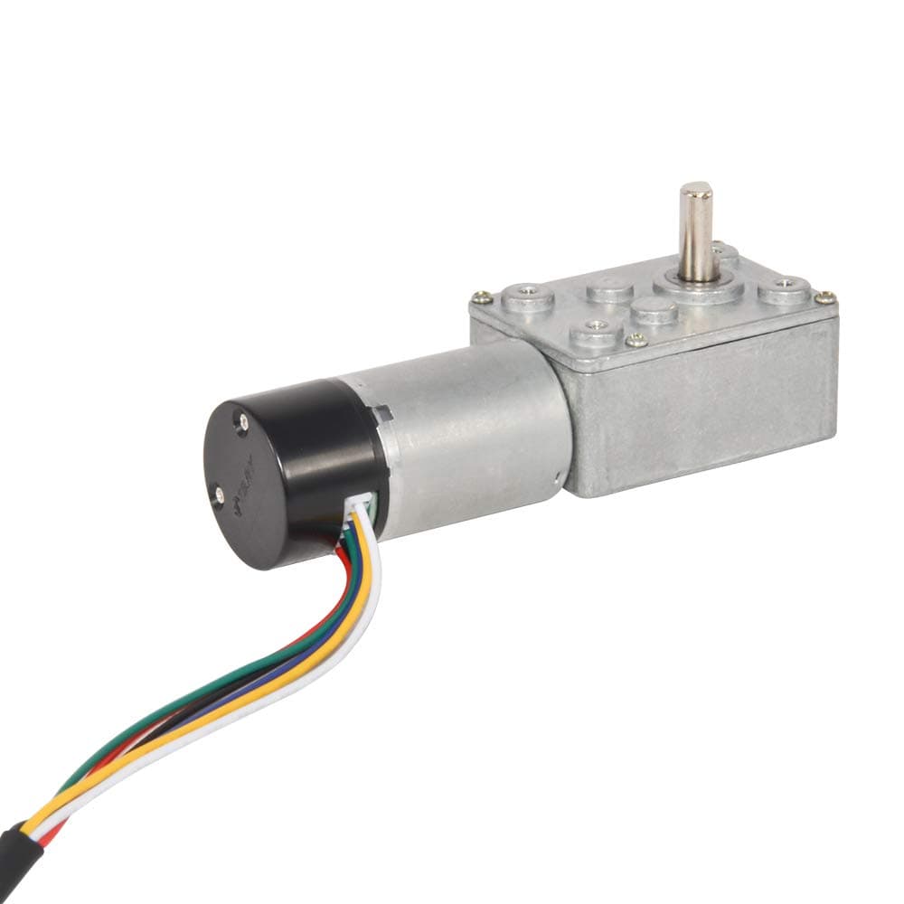 AZSSMUK 12V 25RPM DC Worm Gear Motor Quadrature Encoder Metal Gearmotor Geared Motor for Robotics,RC Car Model,Custom Servo, Arduino and 3D Printers,DIY Engine Toy