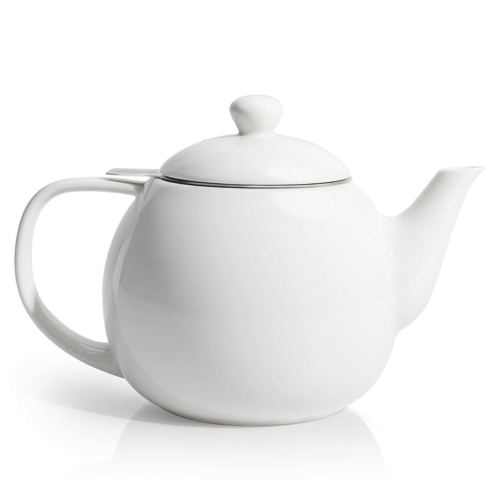Sweese 2307 Teapot, Porcelain Tea Pot with Stainless Steel Infuser, Blooming & Loose Leaf Teapot - 27 Ounce, White