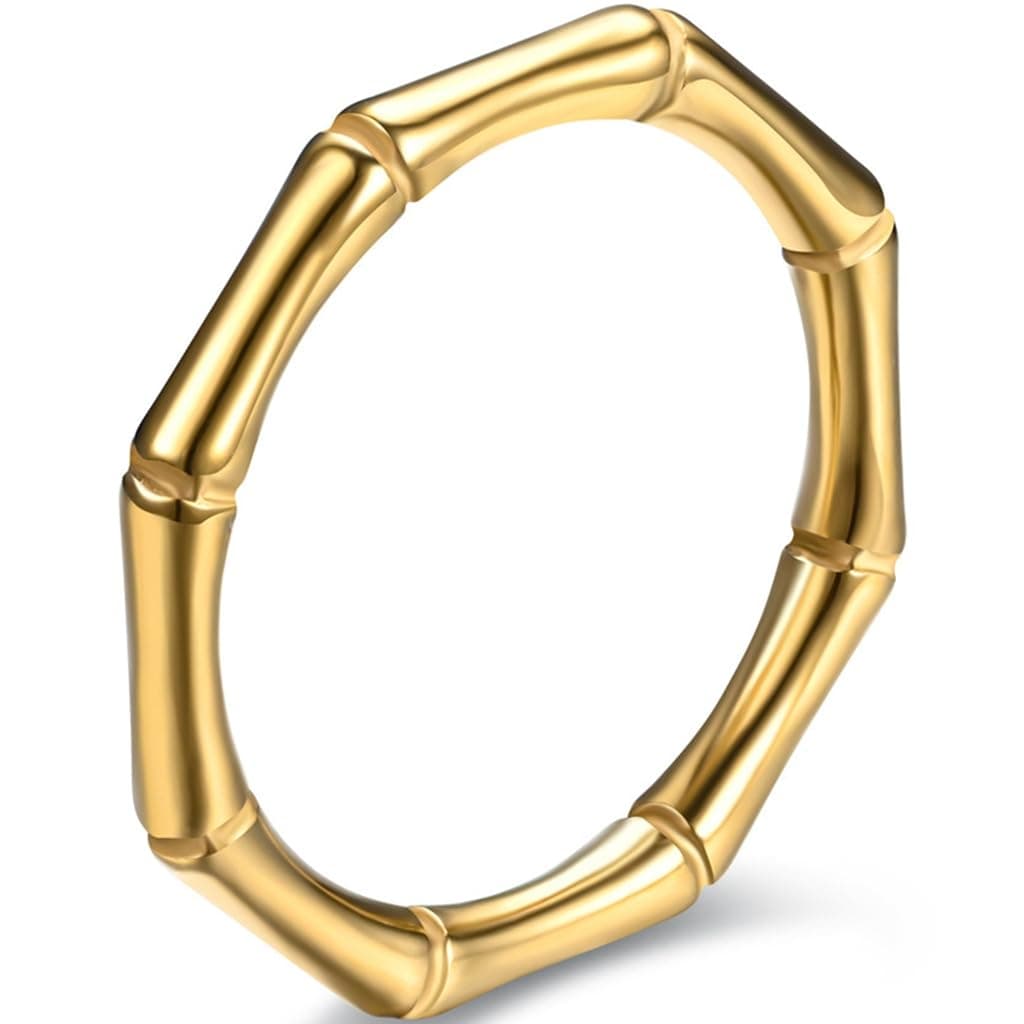 Jude Jewelers3mm Stainless Steel Classic Plain Bamboo Style Stackable Wedding Band Ring