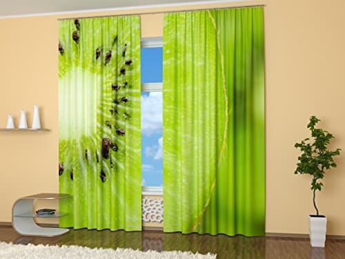 Green Curtains Kiwi. Window Curtain Set of 2 Panels Each W42 x L84 Total W84 x L84 inches Drapes for Living Room Bedroom Kitchen