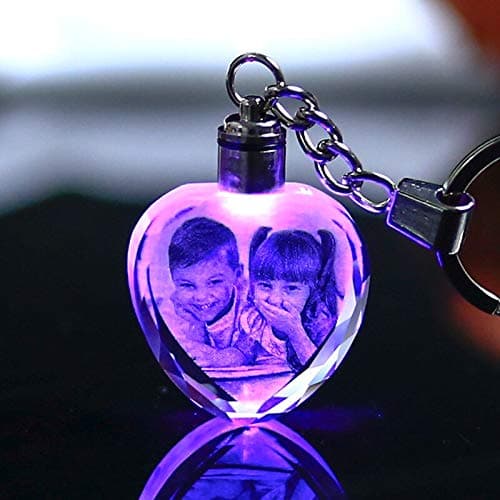 Picture Frame - Customized Souvenirs Gift Decoration Heart Shape K9 Crystal Photos Frame Laser Engrave for Lover Baby Kids Glass Crafts Keychain