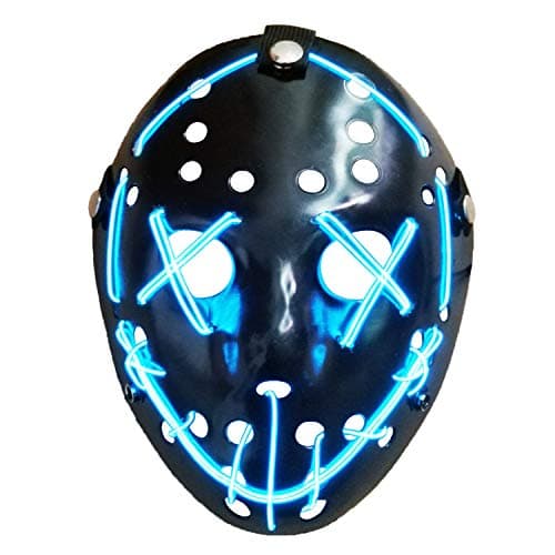 AUHOO Halloween Mask LED Light up Purge Mask Jason Mask Scary Mask for Kid & Adult