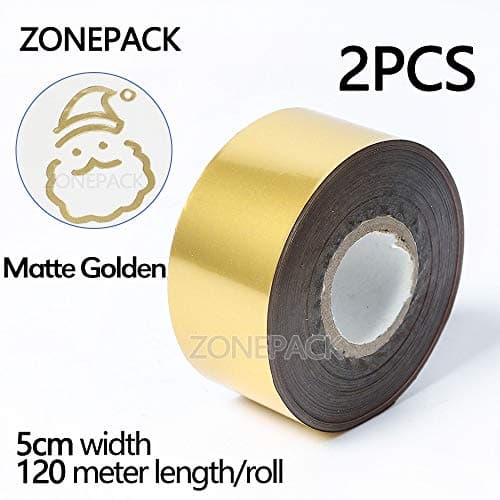 ZONEPACK 2pcs/lot 5cm 1.96" Many Kinds of Color hot foil Stamp Paper Colorful Gold and Silver for Leather Paper and PVC Cards (2 Rolls 5cm Matte Gold)
