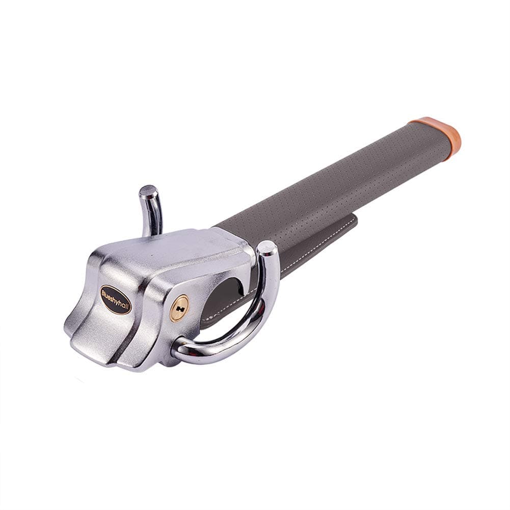 Blueshyhall Vehicle Steering Wheel Lock, Anti Theft Locking Devices Heavy Duty Security Lock for Auto Car Truck SUV Van Camper, Grey