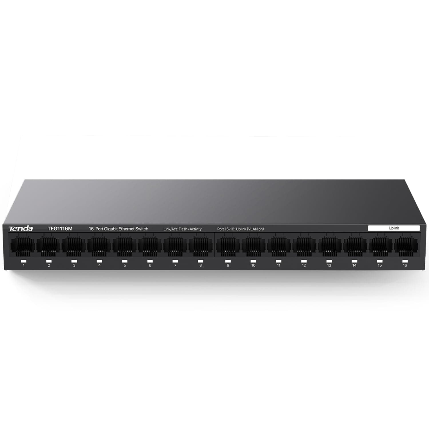 Tenda TEG1116M 16 Port Gigabit Switch, Unmanaged Ethernet Switch with Traffic Optimization, Plug & Play, Fanless & Metal Design Network Switch, Limited Lifetime Protection