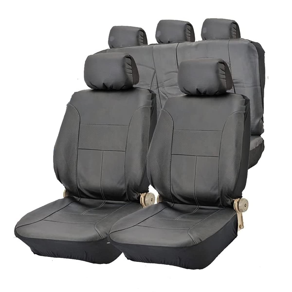 Wheels N Bits Universal Black PVC Leather Look Seat Covers Heavy Duty Set Zippers Split Rears Compatible with VW Golf MK1 MK2 MK3 MK4 MK5