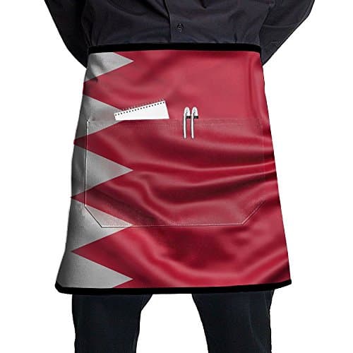 Adult Adjustable Apron With Pockets Real Bahrain Honourable Flag Modern Full Print Fashion Design-suitable For Barista Apron,cooking Apron,grilling Apron And Kitchen