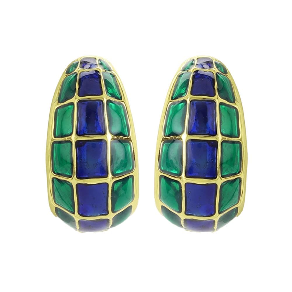 24 Kt Gold Plated Green and gold plates box trendy design studs for women