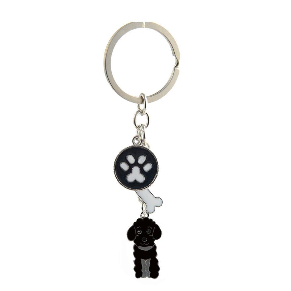 Key-ring Keychain,Cute Metal Small Dog Puppy Keychain Keyring Keyfob Car Bag Charm Dog Tag Chains Birthday (Black Poodle)