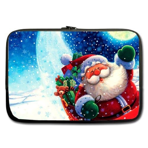 Atnee Cute Santa-Claus Christmas Snow Snowflake Black Color Computer Bag Sleeve Case Cover Protector for Laptop/Notebook/Macbook Pro/Air
