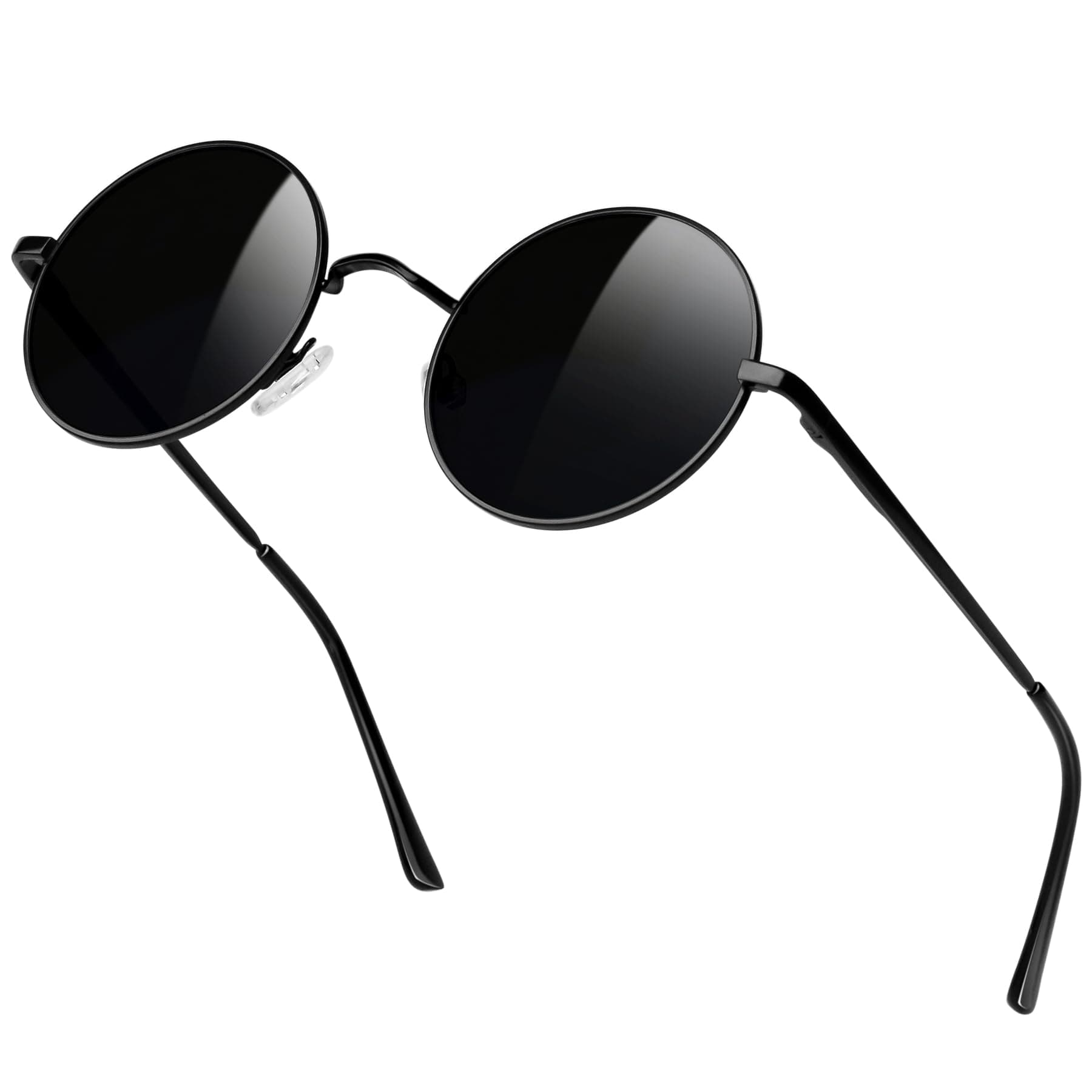 Hippie Round Polarized Sunglasses for Women Men, Small Circle Sun Glasses Classic Vintage Retro Shades Metal Frame UV400 Protection
