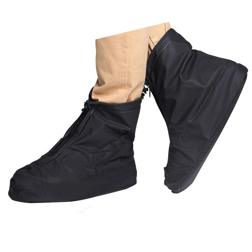 SevenD Shoe Covers, Waterproof Lightweight Non Slip Overshoes Can Keep Your Shoes Dry for Cycling Bowling Walking in Rain and Snow (L, Black-Short Boot)
