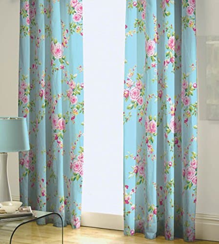 Catherine Lansfield Canterbury Duck Egg Pencil Pleat Curtains by Kissing Interiors