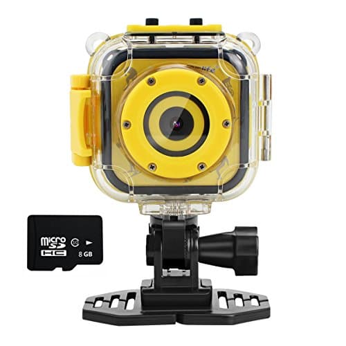 Ourlife Kids Waterproof Camera with Video Recorder Includes 8GB Memory Card (Yellow)