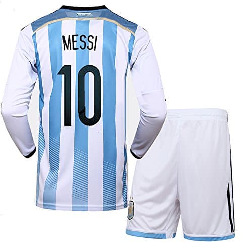 FWC Argentina Home Messi 10 Long Sleeve Futbol Football Soccer Long-sleeve Kids Jersey & Short