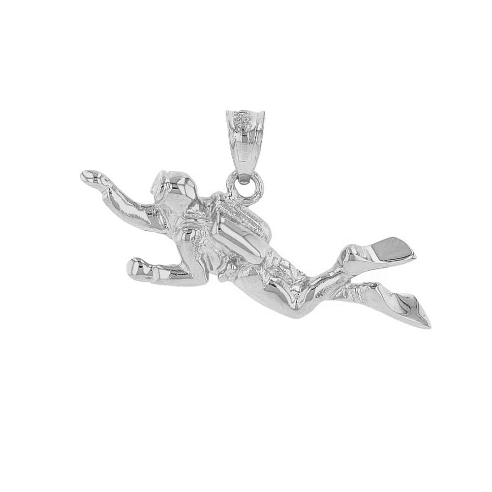 Claddagh Gold925 Sterling Silver 3D Scuba Diver Diving Frogmen Charm Pendant