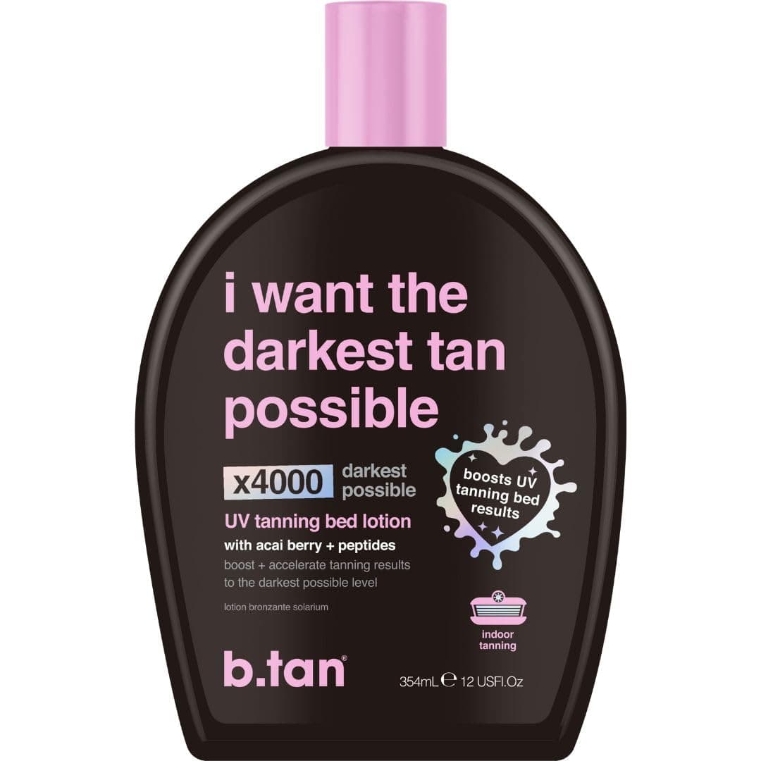UV Tanning Bed Lotion | I Want The Darkest Tan Possible - x4000 Tan Intensifiers, Indoor & Outdoor Accelerator, Best Browning Body Tanner Extender, No Sun Protection, 12 Fl Oz