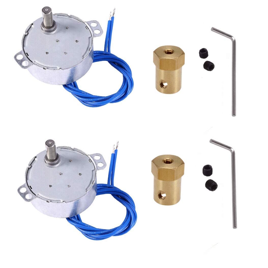 Synchronous Synchron Motor,Turntable motor, Electric motor with 7mm Flexible Coupling Connector,110V motor, 50/60Hz AC 100~127V 4W CCW/CW For Hand-Made, School Project, Model -2 Pack (2.5-3RPM)