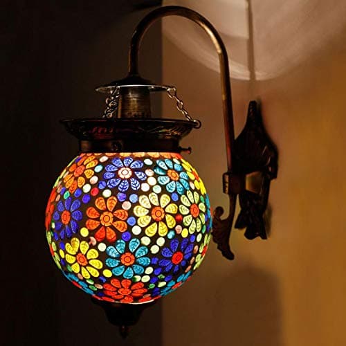 earthenmetal 50Watts Glass Mosaic LED Round Wall Lamp (Multicolour)